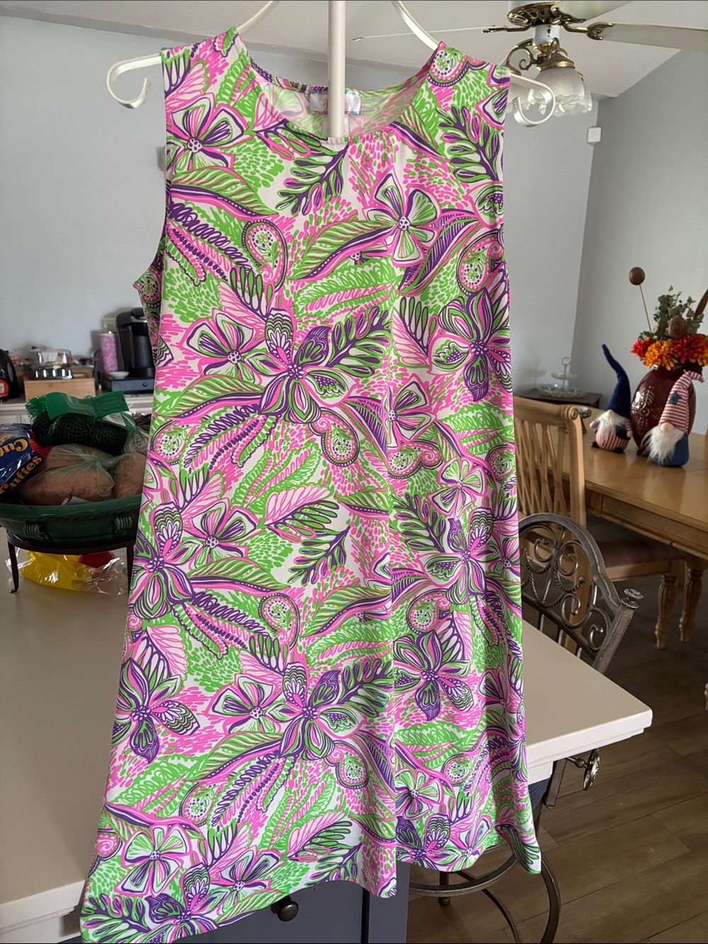 Sleeveless Mini Dress in Pink & Green Floral